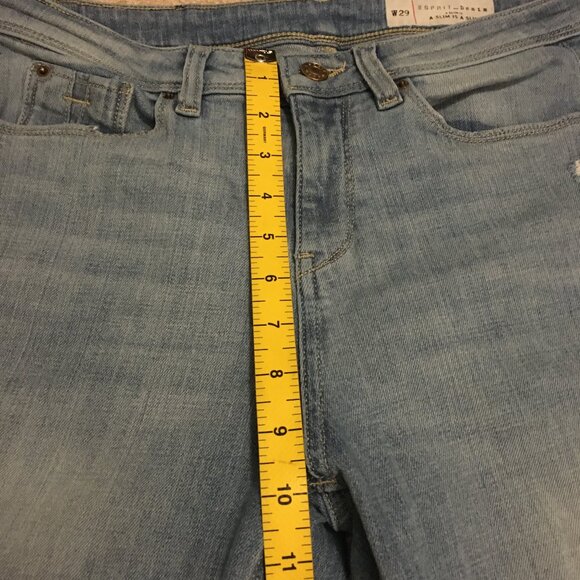 Esprit Blue Slim Fit 98% Cotton Distressed Denim Jeans - Picture 15 of 16